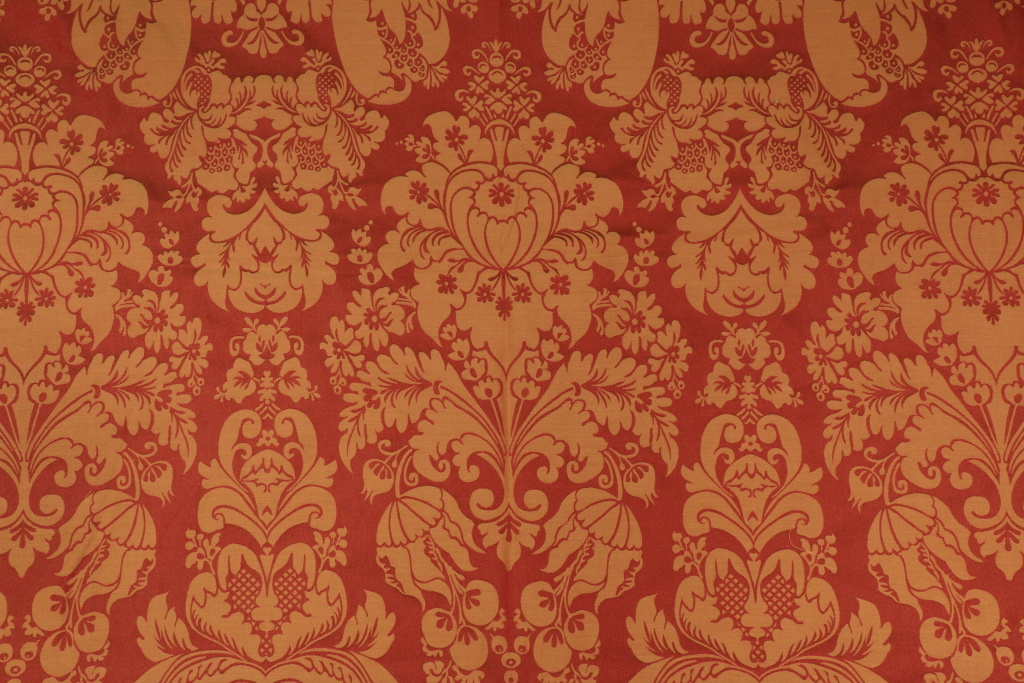 2.2 Yards Damask Upholstery Fabric in Gold/Red