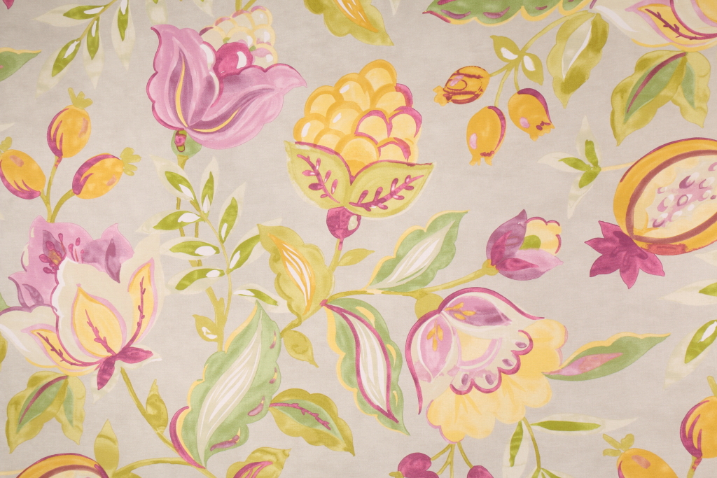 Waverly Modern Poetic Printed Cotton Drapery Fabric in Honeydew