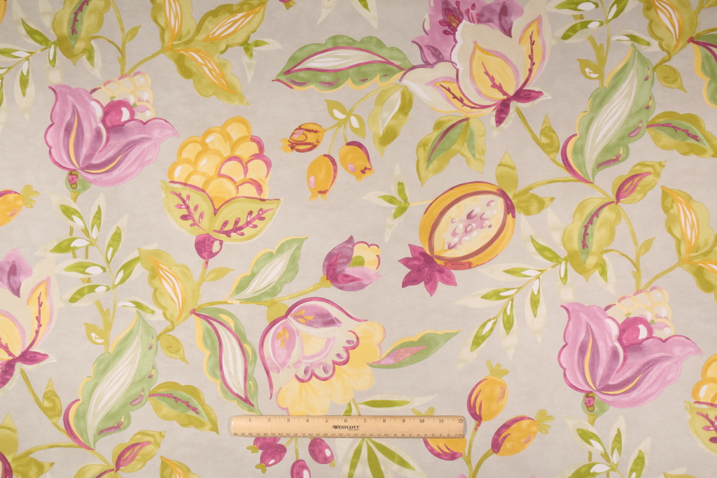 Waverly Modern Poetic Printed Cotton Drapery Fabric in Honeydew