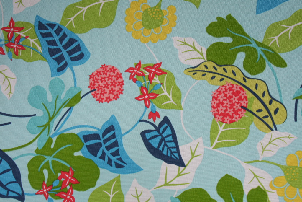 Robert Allen Baja Floral Printed Polyester Outdoor Fabric in Turquoise