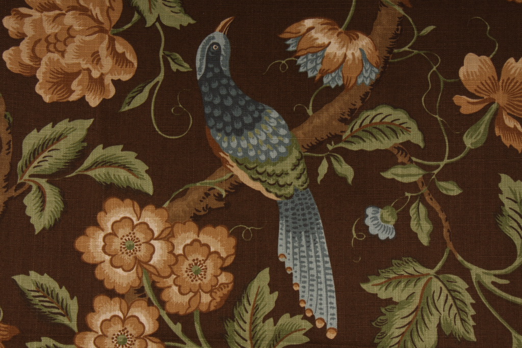 Robert Allen Peony Call Printed Cotton Drapery Fabric in Tourmaline