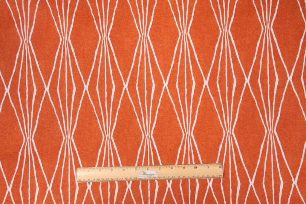 Robert Allen Handcut Shapes Printed Cotton Drapery Fabric in Orange Crush