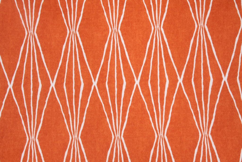 Robert Allen Handcut Shapes Printed Cotton Drapery Fabric in Orange Crush