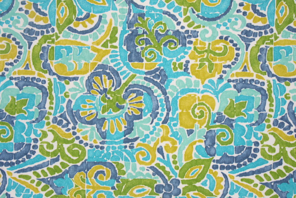 Richloom Solarium Destiny Printed Poly Outdoor Fabric in Caribbean