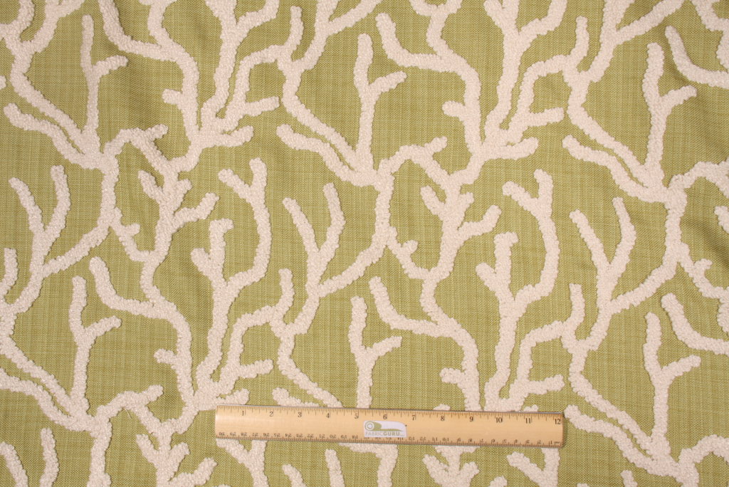 Mill Creek Pulau Boucle Embroidered Upholstery Fabric in Grass