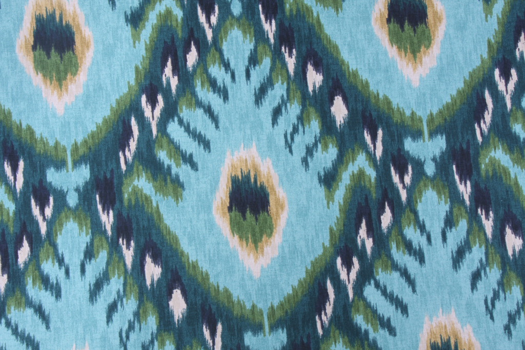 Robert Allen Bold Ikat Printed Cotton Decorator Fabric in Aqua