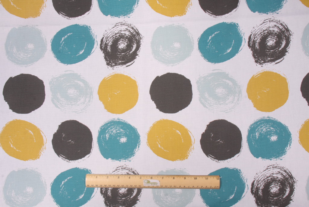 Robert Allen Brushed Dot Printed Cotton Drapery Fabric in Peacock