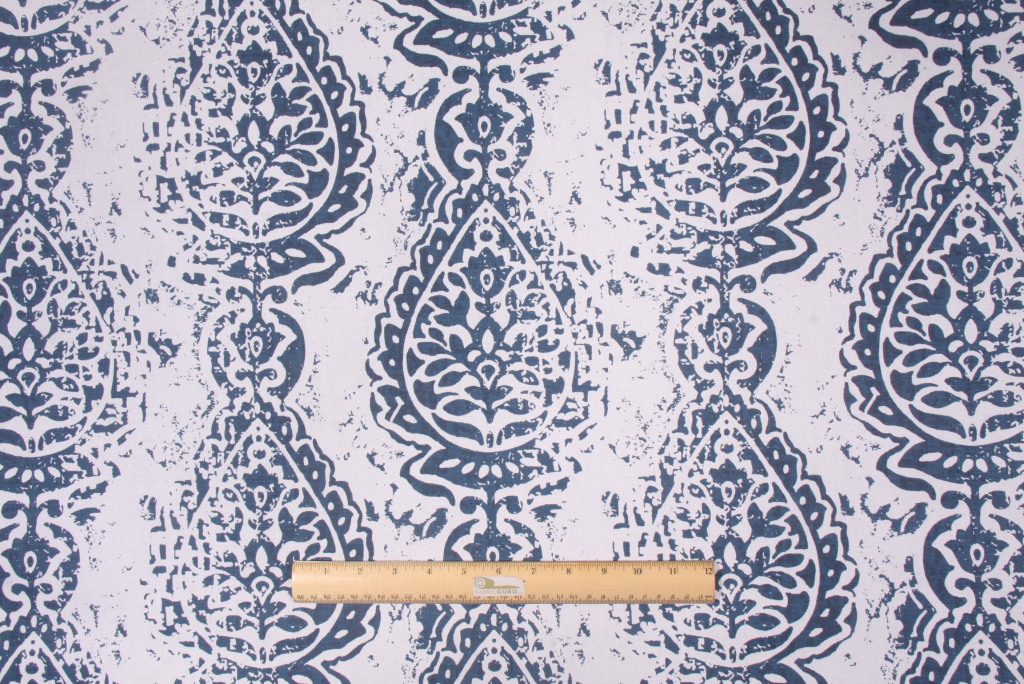 Premier Prints Manchester Printed Cotton Drapery Fabric in Premier Navy