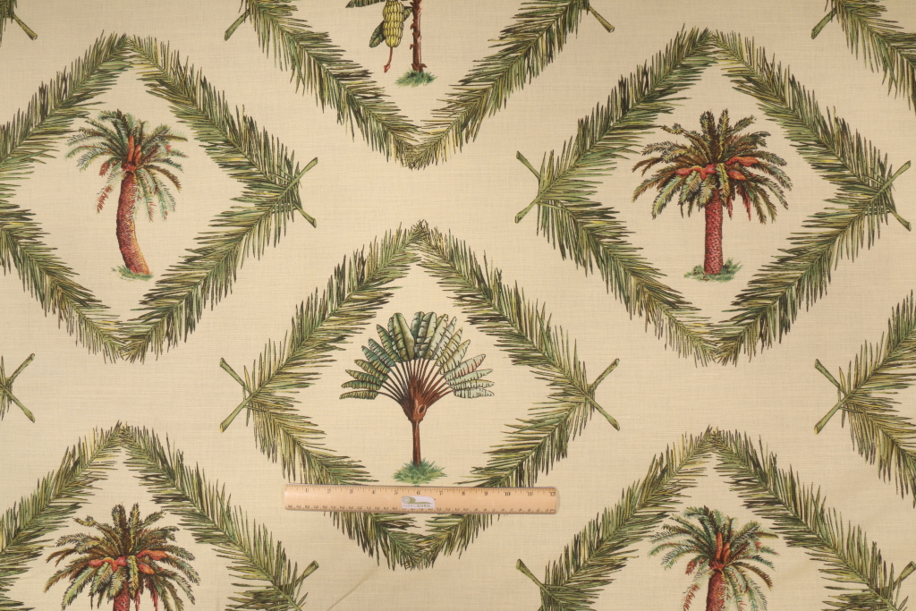 Tropical Fabrics And Wallcoverings by Talin 200003Sago Frond Printed Linen Drapery Fabric in