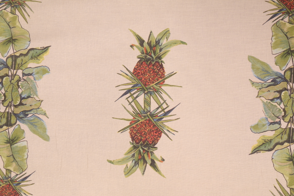 Tropical Fabrics And Wallcoverings by Talin Pineapples Printed Linen