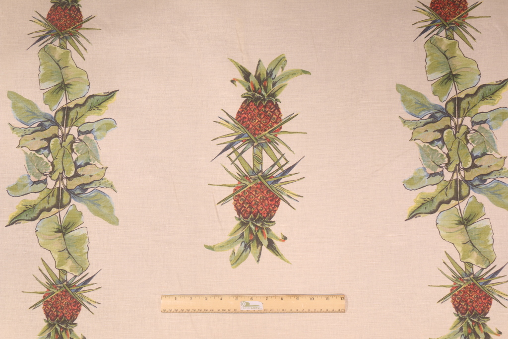 Tropical Fabrics And Wallcoverings by Talin Pineapples Printed Linen