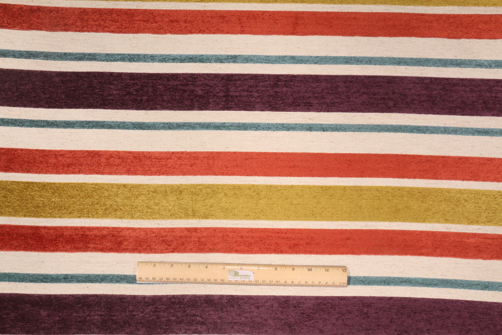 TFA Yolo Chenille Stripe Upholstery Fabric in Fiesta