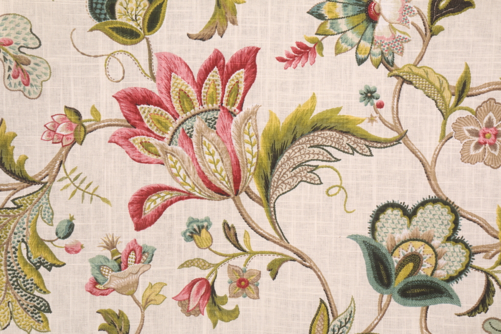 Kaufmann Brissac Printed Linen Drapery Fabric in Jewel 11.95 per yard