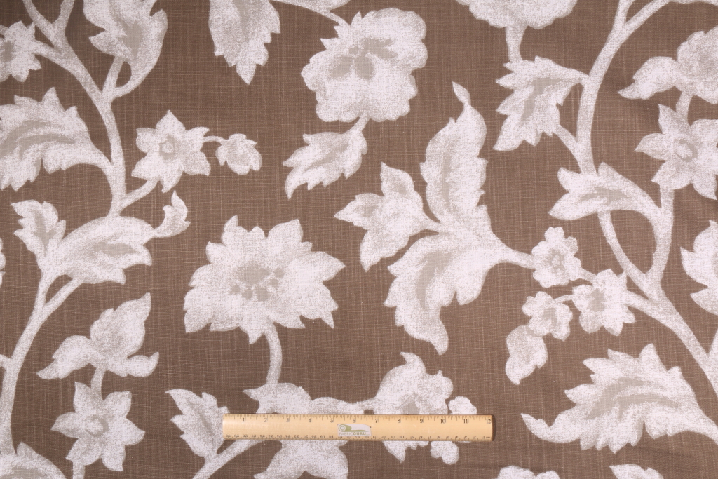 4 Yards Robert Allen Floral Printed Cotton Drapery Fabric in Graphite