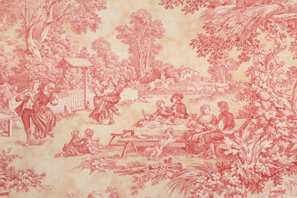 Fabric by the Yard Toile Drapery Fabric in Red 14.95 per yard