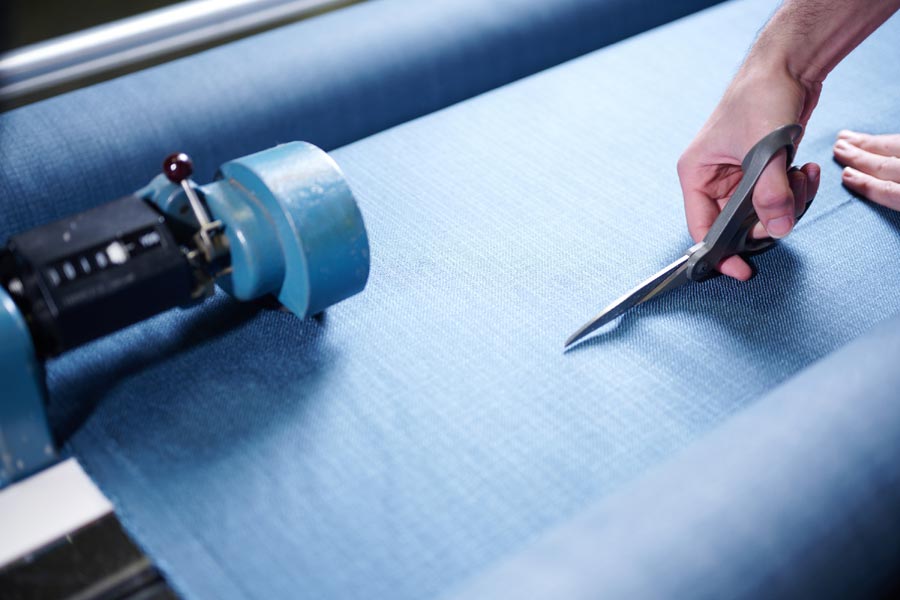 Photo showing the selection of fabric samples for shipment