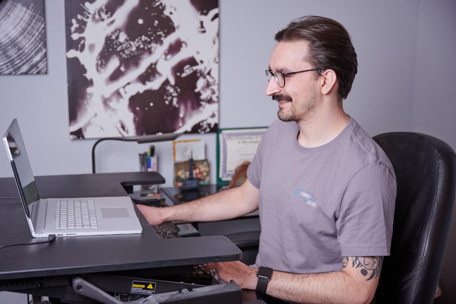 Photo showing the selection of fabric samples for shipment