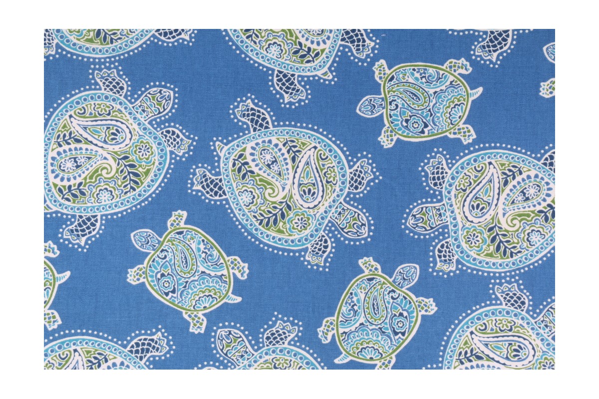 Tommy Bahama Tranquil Turtles Printed Cotton Drapery Fabric in Peninsula