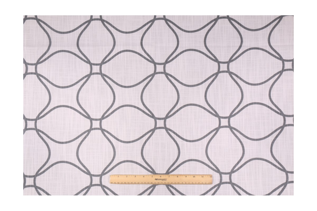 Premier Prints Zane Printed Slub Cotton Canvas Drapery Fabric in Black