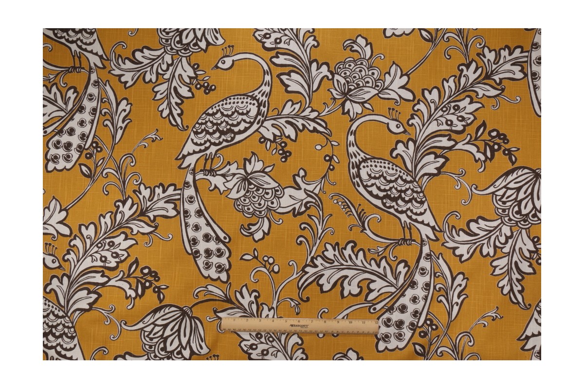 Vilber Aina06 Spanish Printed Drapery Fabric in Goldenrod