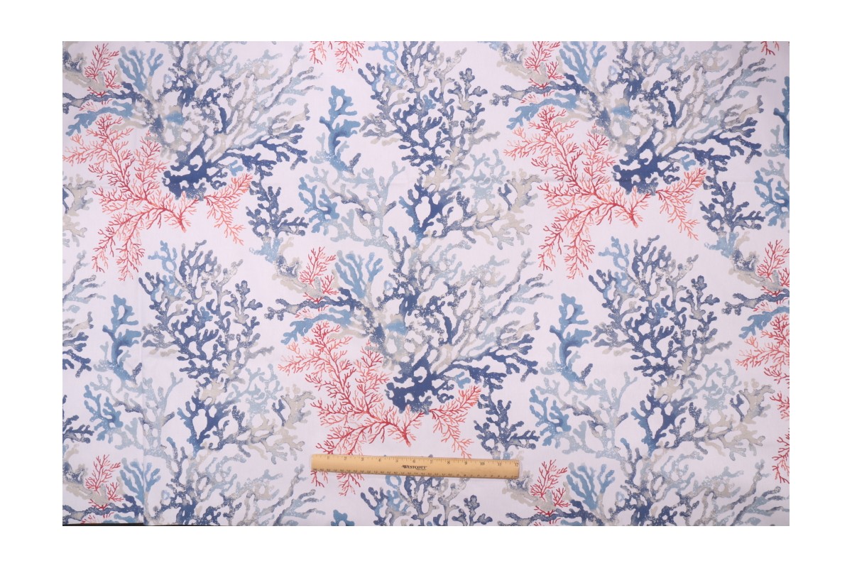 Stof Fabrics Brisbane Printed Cotton Twill Drapery Fabric in Marine