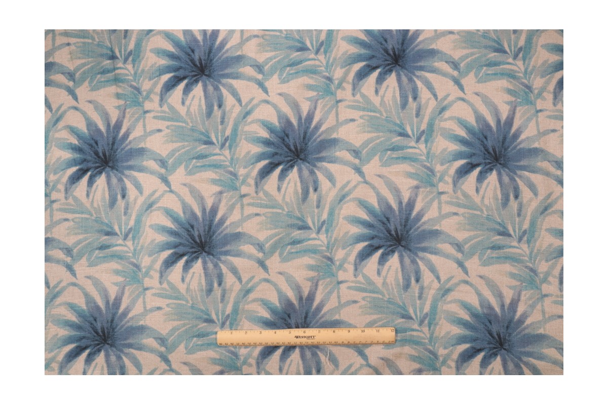 Tommy Bahama Balmy Days Printed Linen Drapery Fabric in Riptide