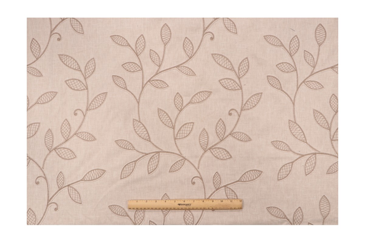 Hetton Embroidered Drapery Fabric in Natural