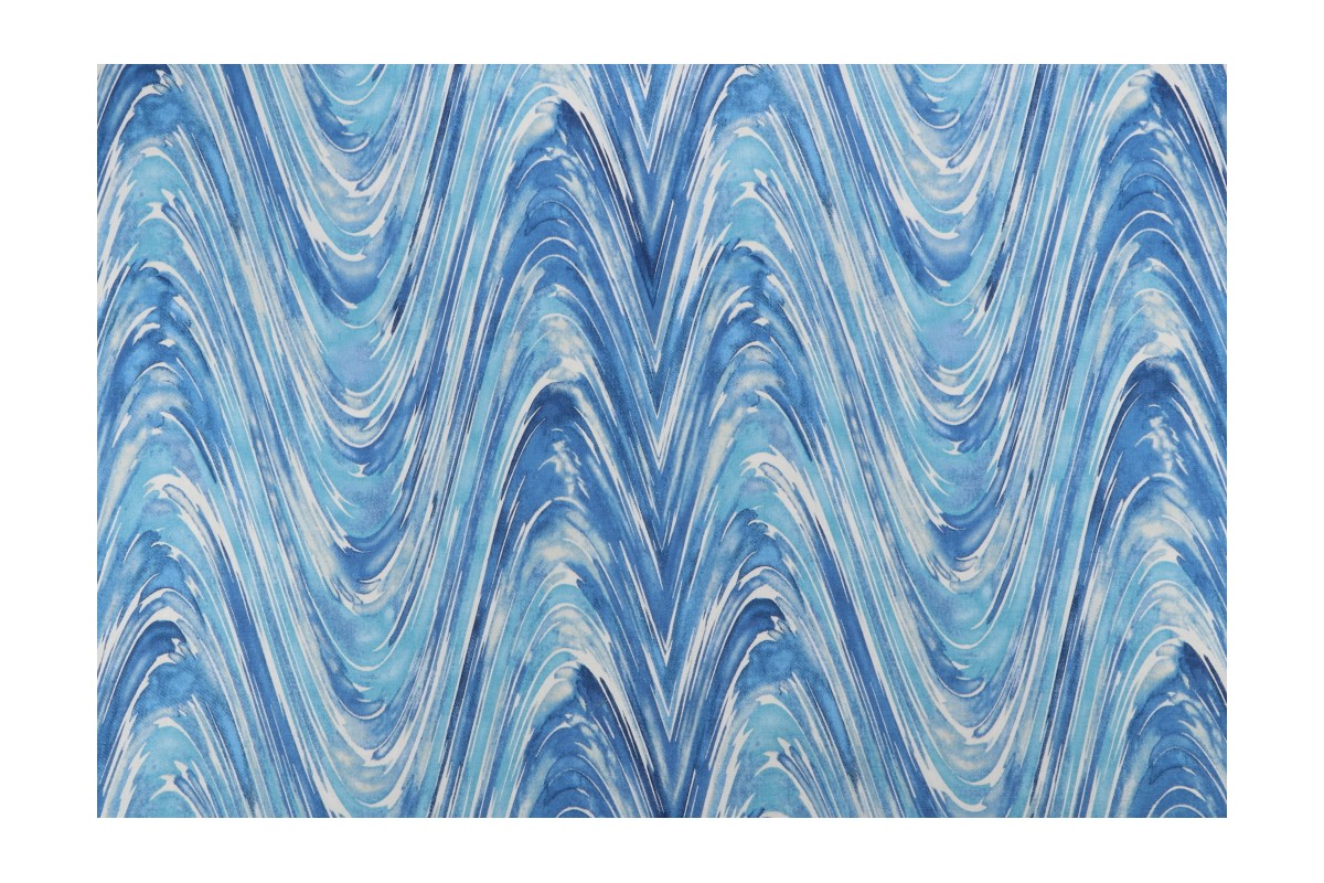 Studio NYC Current Printed Cotton Twill Drapery Fabric in Ocean