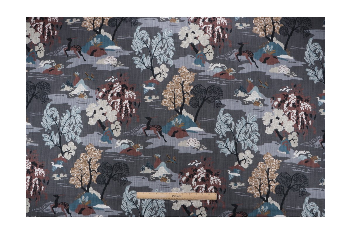 5.5 Yards Robert Allen Modern Toile Printed Cotton Drapery Fabric in