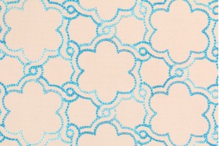 PK Lifestyles Boho Lattice Embroidery Cotton Decorator Fabric in Glacier 