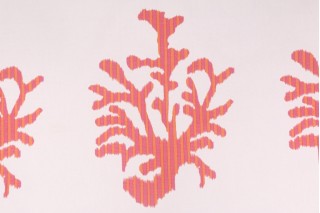 Onyx Age Java Coral Printed Cotton Drapery Fabric in Coral 