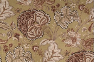 Microfibres Meadow Lark Printed Linen Blend Drapery Fabric in Leaf 