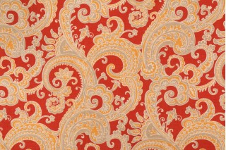 Duralee 72084 Printed Cotton Linen Drapery Fabric in Flame 