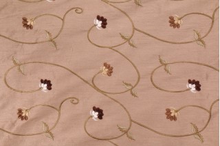 Robert Allen Addison Flora Embroidered Polyester Drapery Fabric in Birch 