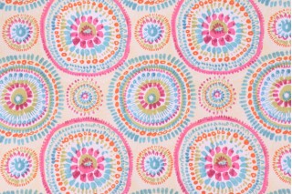 Waverly Carousel Printed Cotton Drapery Fabric in Peony 