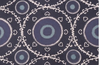 Beacon Hill Samarkand Embroidered Cotton Drapery Fabric in Indigo 