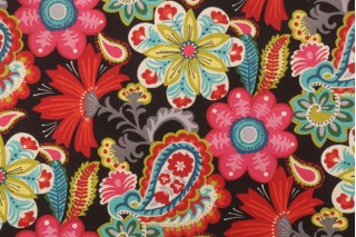 Sample of PK Lifestyles Flower Child Printed Polyester Outdoor Fabric in Spectrum 