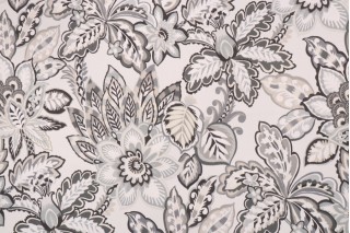 Richloom Solarium Copeland Printed Polyester Outdoor Fabric in Noir 