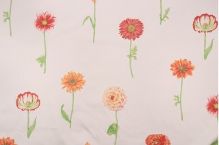 Thibaut Picking Flowers F96104 Printed Cotton Drapery Fabric in Brights on White 