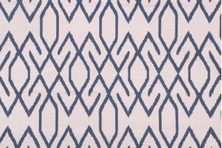 Lacefield Zoe Printed Cotton Drapery Fabric in Navy 