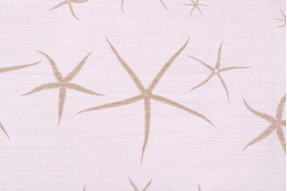 Lacefield Sea Star-White Flax Printed Textured Cotton Drapery Fabric in Sand 