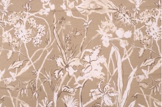 Lacefield Garden Party-Cambric Printed Cotton Blend Drapery Fabric in Sand 