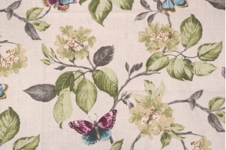 Stof Fabrics Diana Printed Linen Drapery Fabric in Blanc 