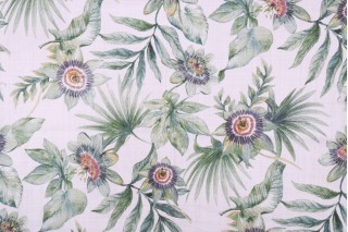 Stof Fabrics Passiflora Printed Cotton Drapery Fabric in Vert 