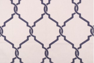 Valiant Fabrics Lariat Embroidered Drapery Fabric in Nautic 