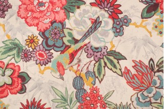 Kaufmann Dailiang Printed Cotton Drapery Fabric in Hibiscus 