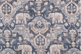 Covington Loxodonta Printed Linen Blend Drapery Fabric in 526-Batik Blue 