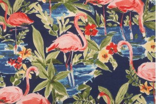 PK Lifestyles Flamingoing Printed Poly Outdoor Fabric in Lagoon 