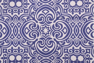 Bryant Corinthian Geo Printed Polyester Outdoor Fabric in Cobalt 