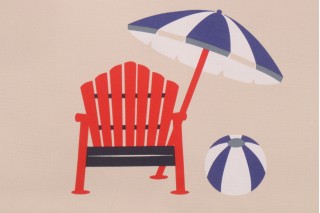 Bryant Beach View Printed Polyester 18x18 Inch Pillow Square Outdoor Fabric in Cobalt 